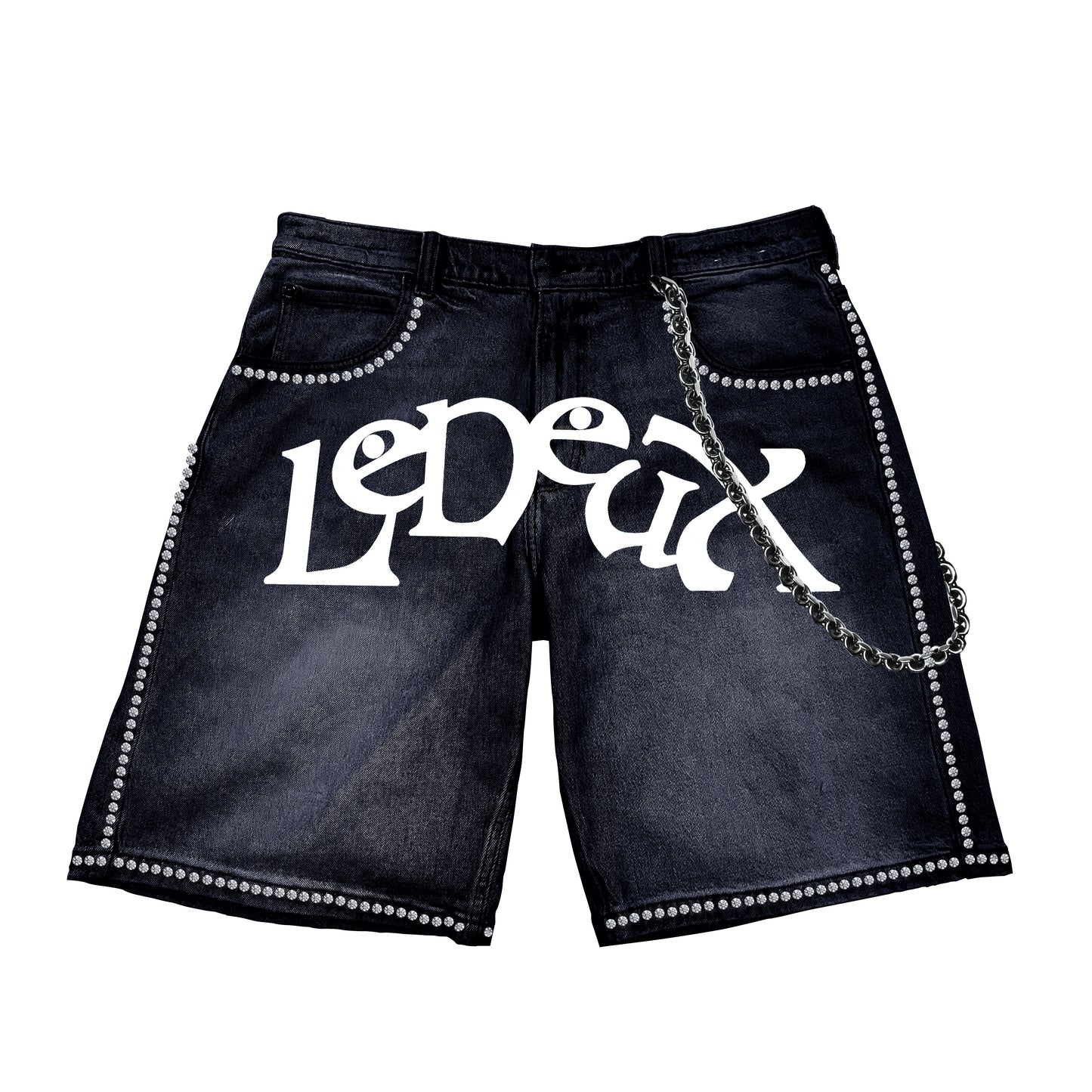 'Removable Chain' Le Deux Shorts- Rhinestone